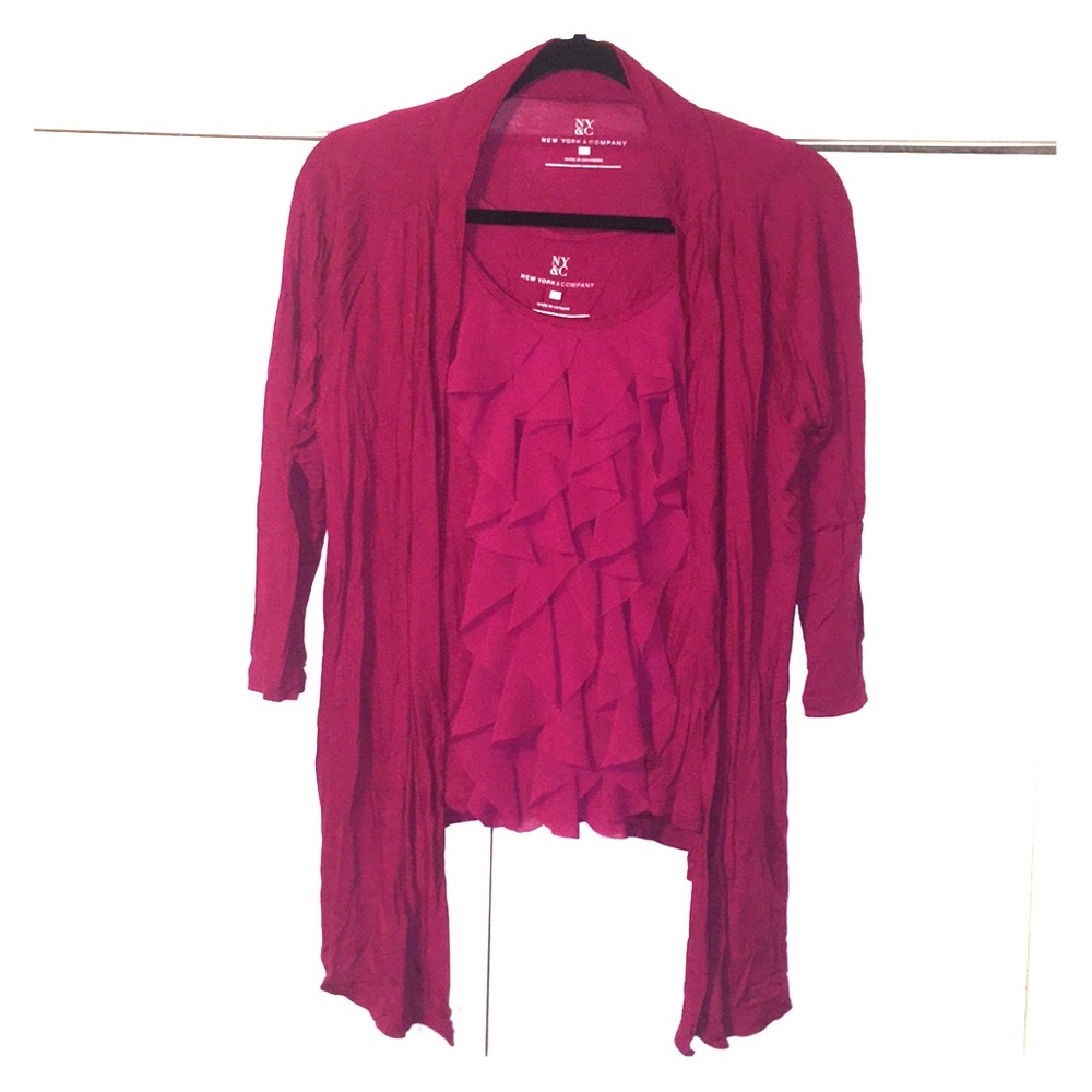 New York & Company tank top cardigan set.